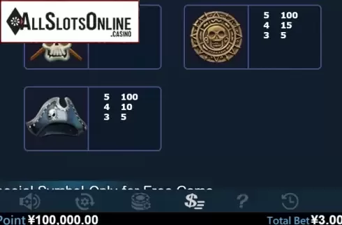 Paytable 4. Pirates (Virtual Tech) from Virtual Tech