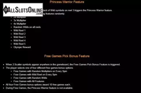 Features screen