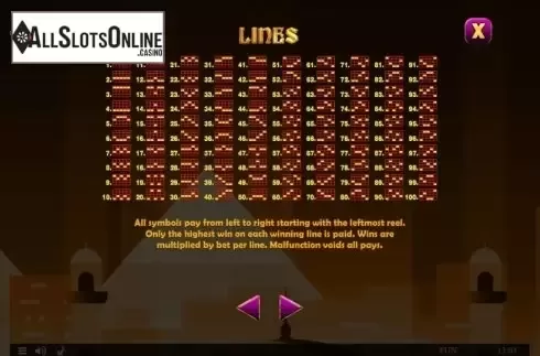 Paylines. Ra's Treasures from Spinomenal