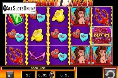 Respin Locking Win scren. Reel Rich Devil from WMS