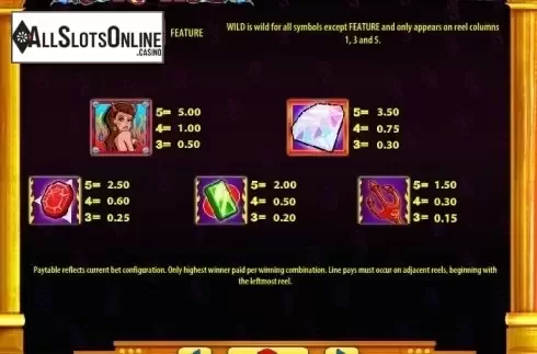 Paytable 1. Reel Rich Devil from WMS