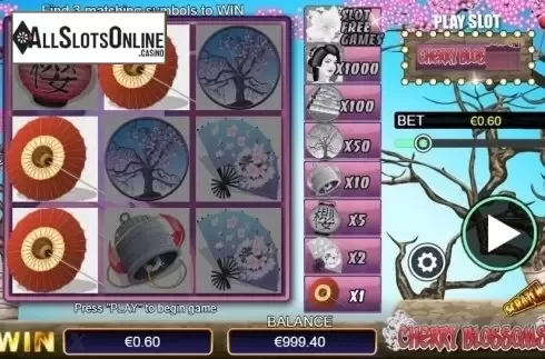 Win screen. Scratch Cherry Blossoms from NextGen