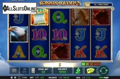 Win Screen 1. Scrolls of Olympus Quattro from StakeLogic