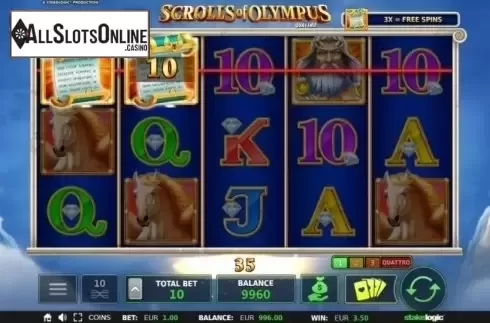 Win Screen 2. Scrolls of Olympus Quattro from StakeLogic