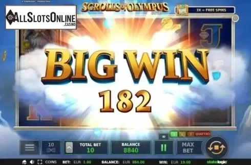 Big Win. Scrolls of Olympus Quattro from StakeLogic