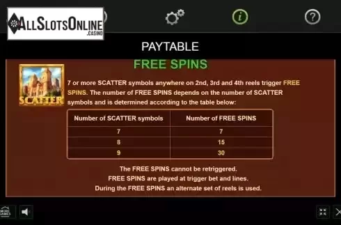 Free Spins feature screen