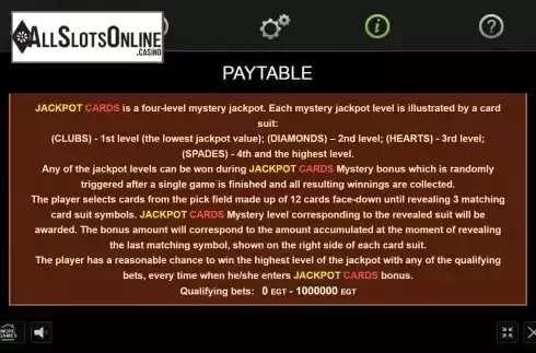 Jackpot screen