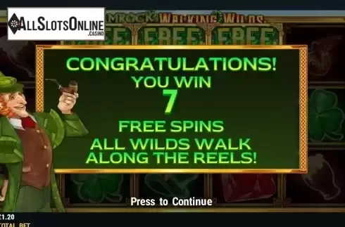 Free Spins screen