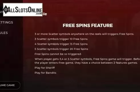 Game Feature screen