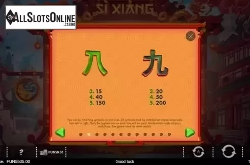 Paytable 2. Si Xiang (IronDog) from IronDog