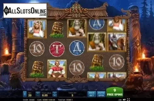 Free Spins Reel Screen. Slavs from Evoplay Entertainment