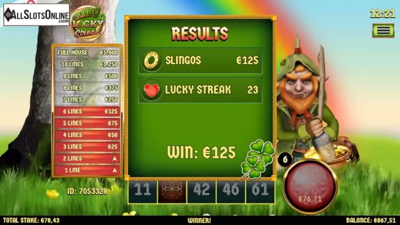 Screen9. Slingo Lucky Streak from Slingo Originals