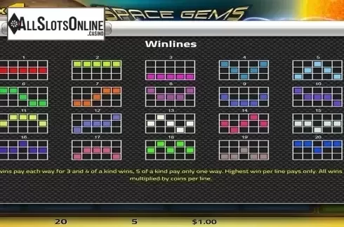 Paytable 3. Space Gems (Concept Gaming) from Concept Gaming