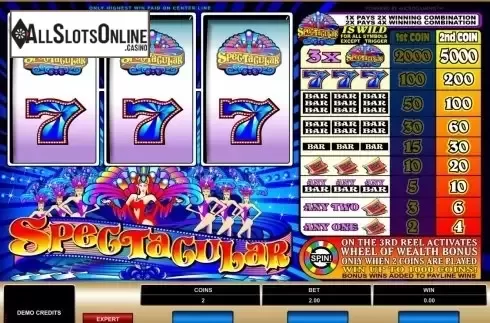Reels screen. Spectacular Wheel of Wealth from Microgaming