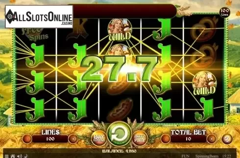 Win Screen. Spinning Beers from Spinomenal