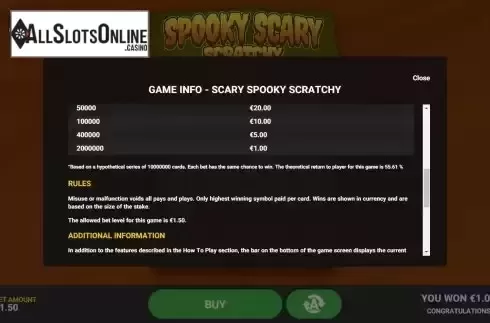 Paytable screen 2