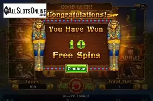 Free Spins screen
