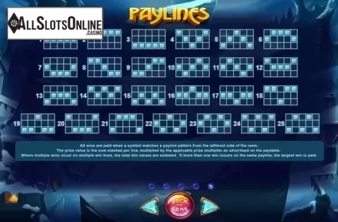 Paylines screen