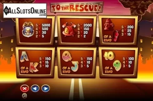 Paytable. To the Rescue (NextGen) from NextGen