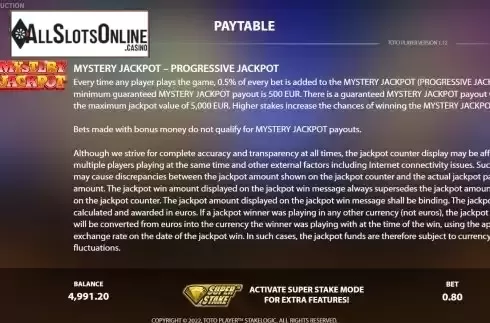 Game Features screen