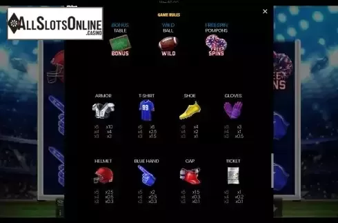Paytable screen