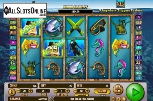 Scatter win screen. Treasure Diver (Habanero Systems) from Habanero