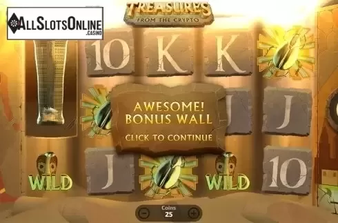 Bonus intro screen. Treasures From The Crypto from FunFair