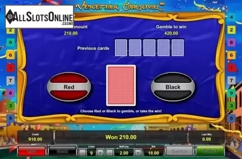 Gamble screen. Venetian Carnival from Novomatic