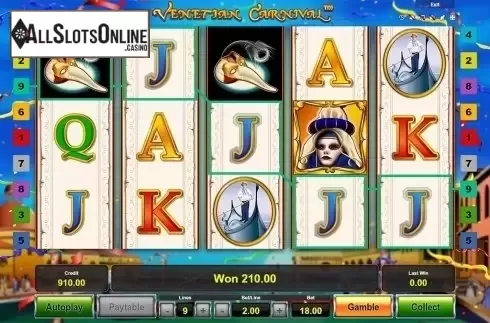 Win screen. Venetian Carnival from Novomatic