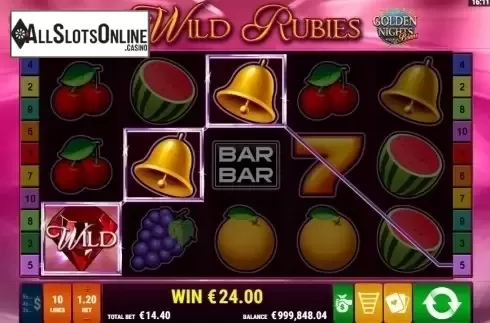 Wild Win screen. Wild Rubies GDN from Gamomat