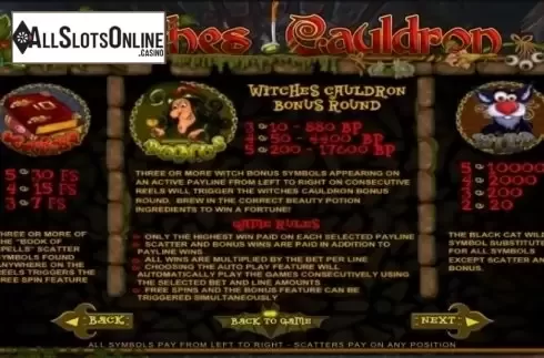 Paytable 1. Witches Cauldron from Pragmatic Play