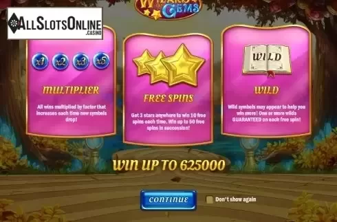 Game features. Wizard of Gems from Play'n Go