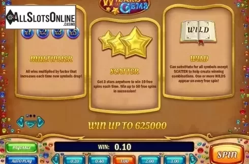 Paytable 1. Wizard of Gems from Play'n Go