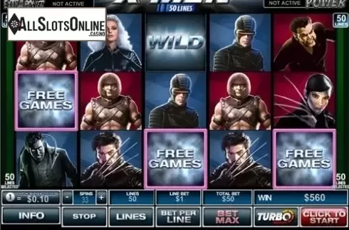 Win Screen. X-man 50 lines from Playtech