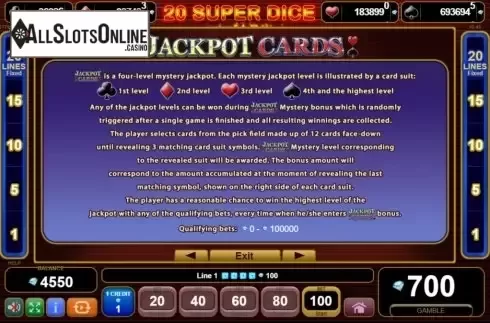 Features 2. 20 Super Dice from EGT