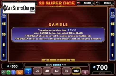 Features. 20 Super Dice from EGT