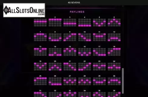Paylines screen