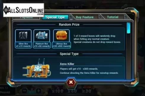 Random prize screen