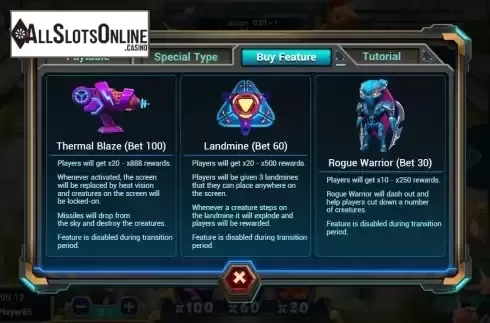 Buy feature screen