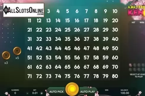 Game Screen 1. Amaterasu Keno from Mascot Gaming