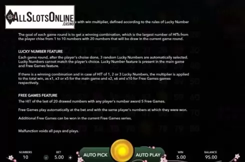 Info 2. Amaterasu Keno from Mascot Gaming