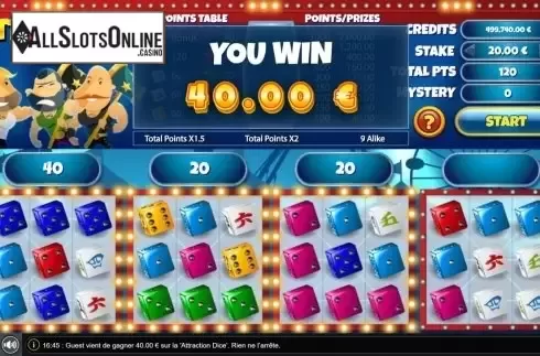 Win Screen 2. Attraction Dice from GAMING1