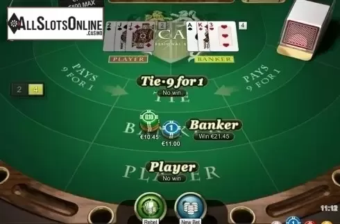 Game Screen. Baccarat Professional Series from NetEnt