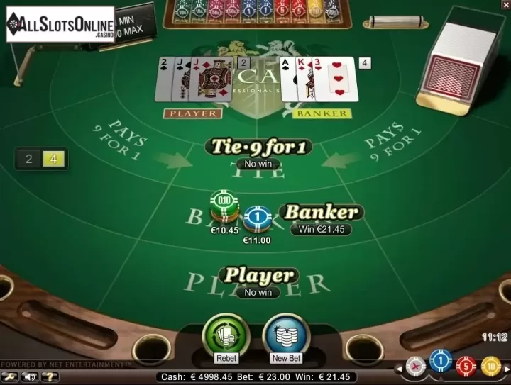 Game Screen. Baccarat Professional Series from NetEnt