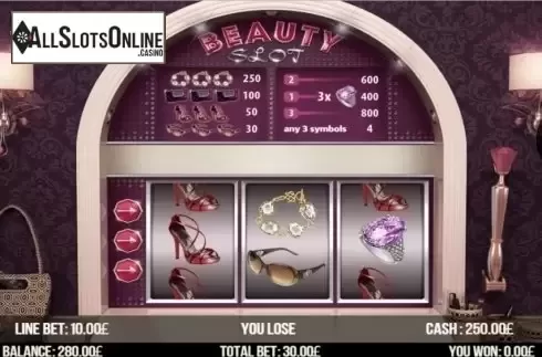 Game Workflow screen . Beauty Slot from Fugaso