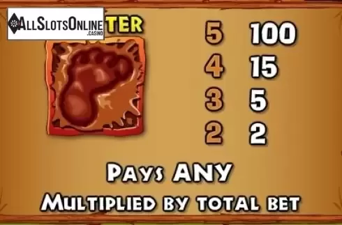 Paytable 2. Big Foot Mini from NextGen