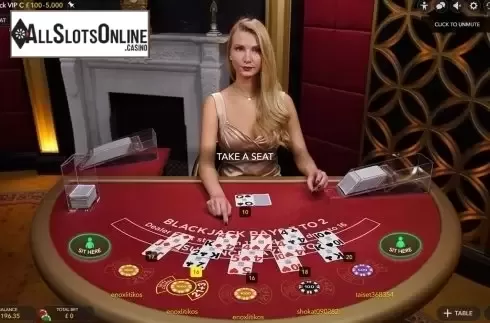 Game Screen. Blackjack VIP C from Evolution Gaming