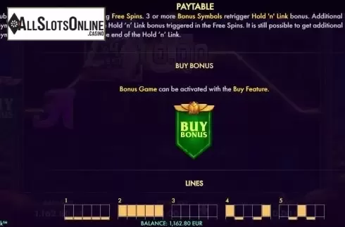 Buy bonus screen