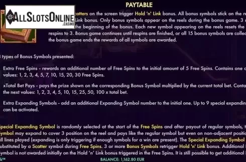 Special symbols screen