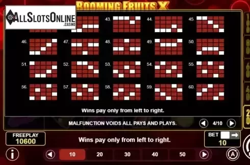 Paylines screen 3